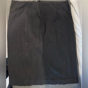 Ann Taylor Skirt Womens Sz 2 Two Black Knee Length Cotton Pull On Elastic Waist